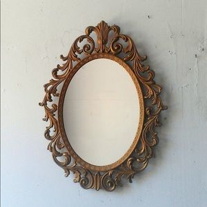 Parisian Mirror in Deep Gold Vintage Oval Frame.